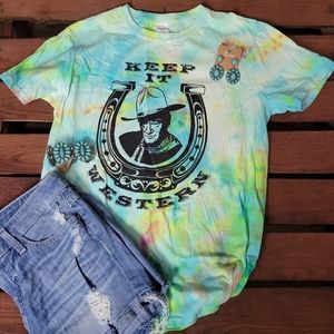 Keep It Western Tie Dye Shirt NWOT
